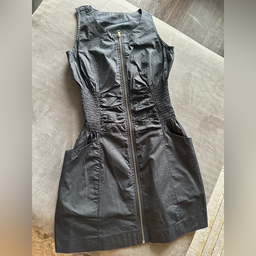 Black office dress with zip